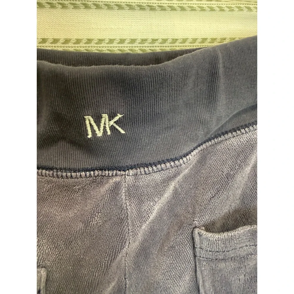 Michael Kors Y2K Womens Velour Track Pants Navy Blue Straight Leg Lounge Large